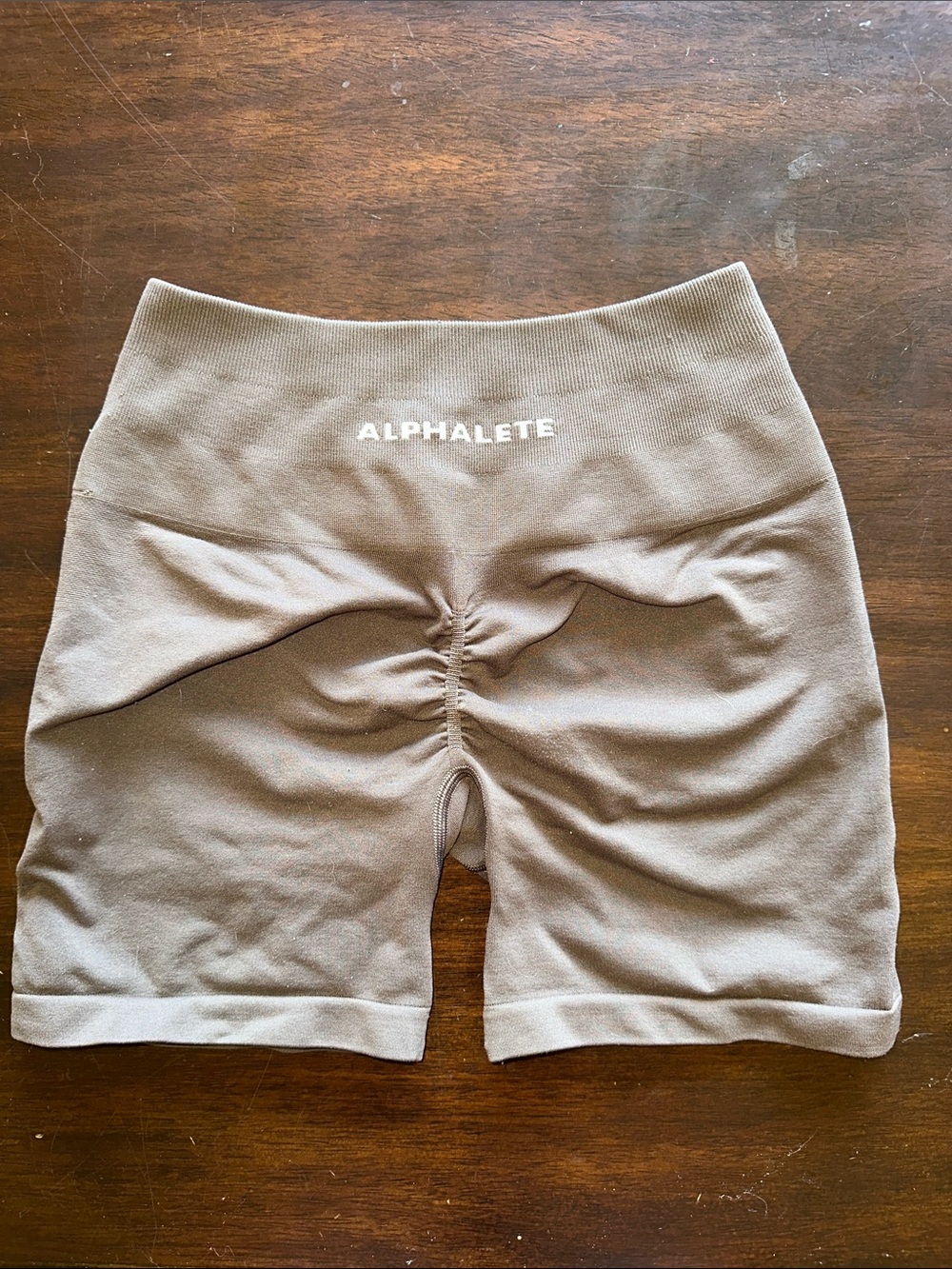 Alphalete Amplify Taupe Scrunch High-Rise Bike Shorts